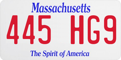 MA license plate 445HG9