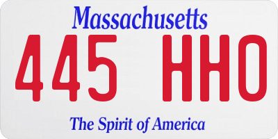 MA license plate 445HH0
