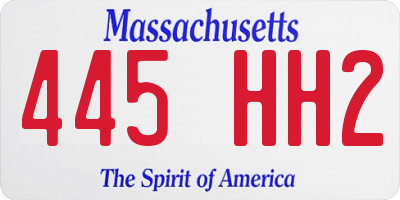 MA license plate 445HH2