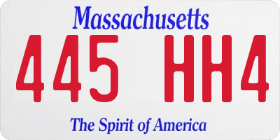 MA license plate 445HH4