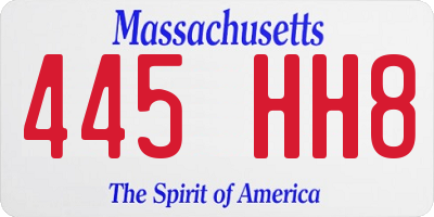 MA license plate 445HH8