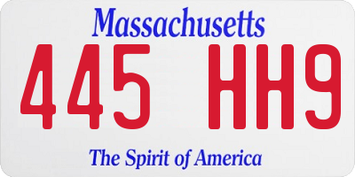 MA license plate 445HH9
