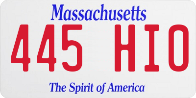 MA license plate 445HI0