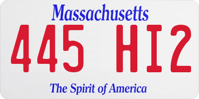 MA license plate 445HI2