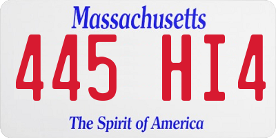 MA license plate 445HI4