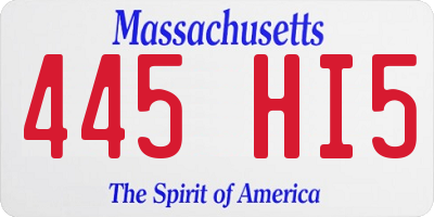 MA license plate 445HI5