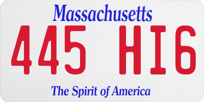 MA license plate 445HI6