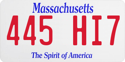 MA license plate 445HI7