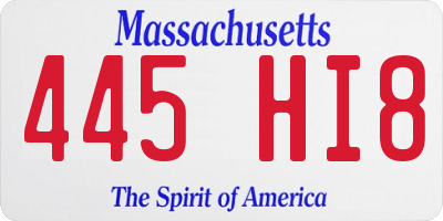 MA license plate 445HI8