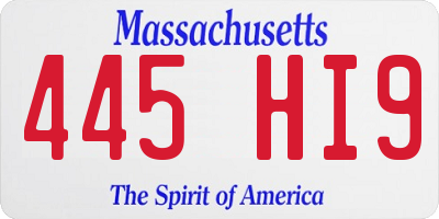 MA license plate 445HI9
