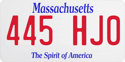 MA license plate 445HJ0