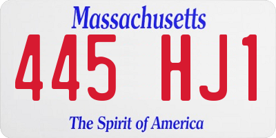 MA license plate 445HJ1
