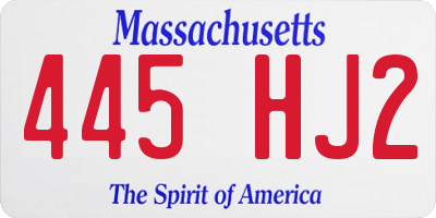 MA license plate 445HJ2