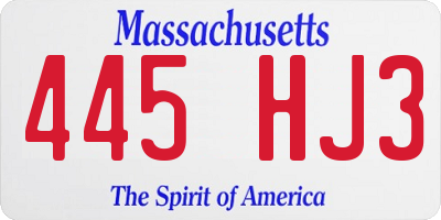 MA license plate 445HJ3
