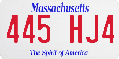MA license plate 445HJ4