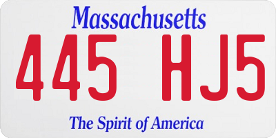 MA license plate 445HJ5