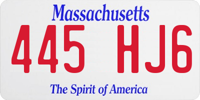 MA license plate 445HJ6