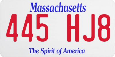 MA license plate 445HJ8