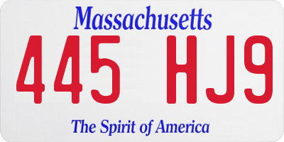 MA license plate 445HJ9