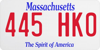MA license plate 445HK0