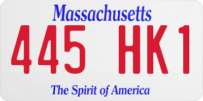 MA license plate 445HK1