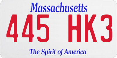 MA license plate 445HK3