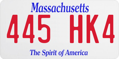 MA license plate 445HK4
