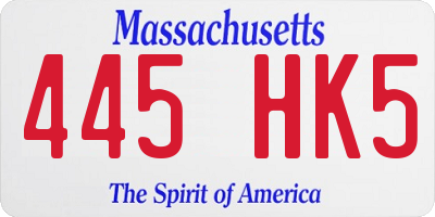 MA license plate 445HK5