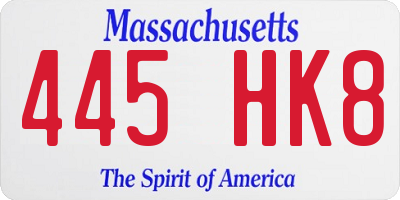 MA license plate 445HK8