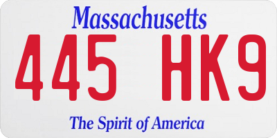 MA license plate 445HK9