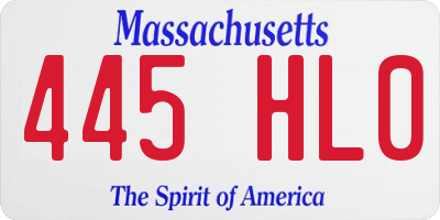 MA license plate 445HL0