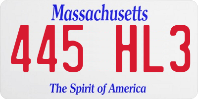 MA license plate 445HL3