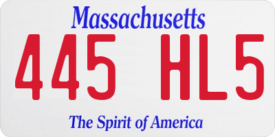 MA license plate 445HL5