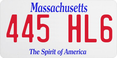 MA license plate 445HL6