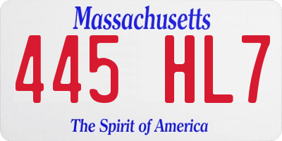 MA license plate 445HL7