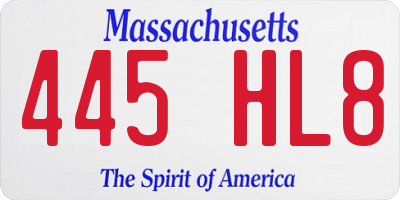 MA license plate 445HL8