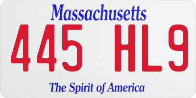 MA license plate 445HL9