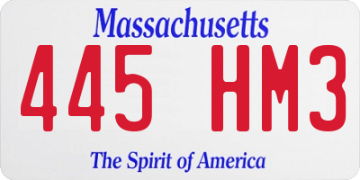 MA license plate 445HM3
