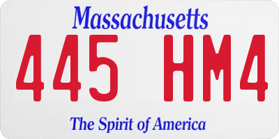 MA license plate 445HM4