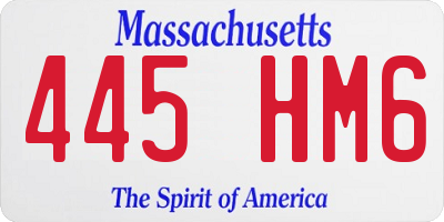 MA license plate 445HM6