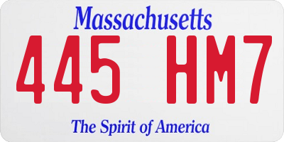MA license plate 445HM7