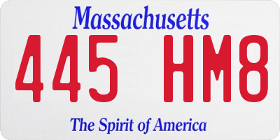 MA license plate 445HM8
