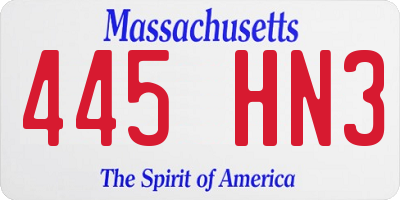 MA license plate 445HN3