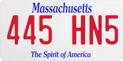 MA license plate 445HN5