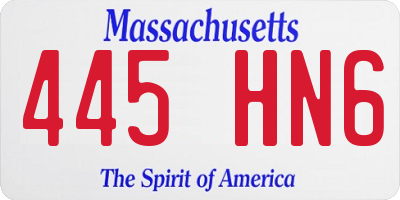 MA license plate 445HN6