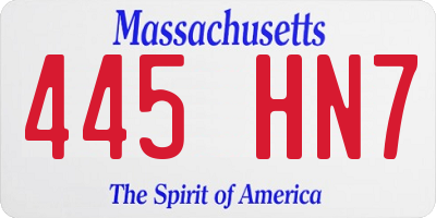 MA license plate 445HN7