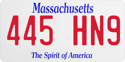 MA license plate 445HN9
