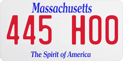 MA license plate 445HO0