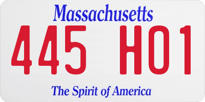 MA license plate 445HO1