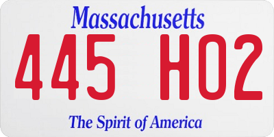 MA license plate 445HO2